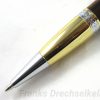 Drehkugelschreiber Modell "Geffert", Farbe Gold / Chrom, Holz Makkassar-Ebenholz – Bild 3