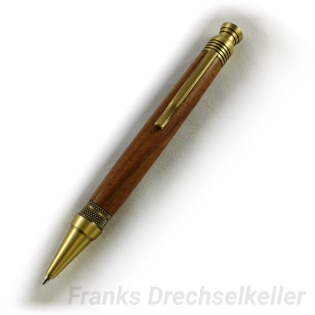 Drehkugelschreiber Modell "Zeta", Farbe Antik Bronze, Holz Perlholz
