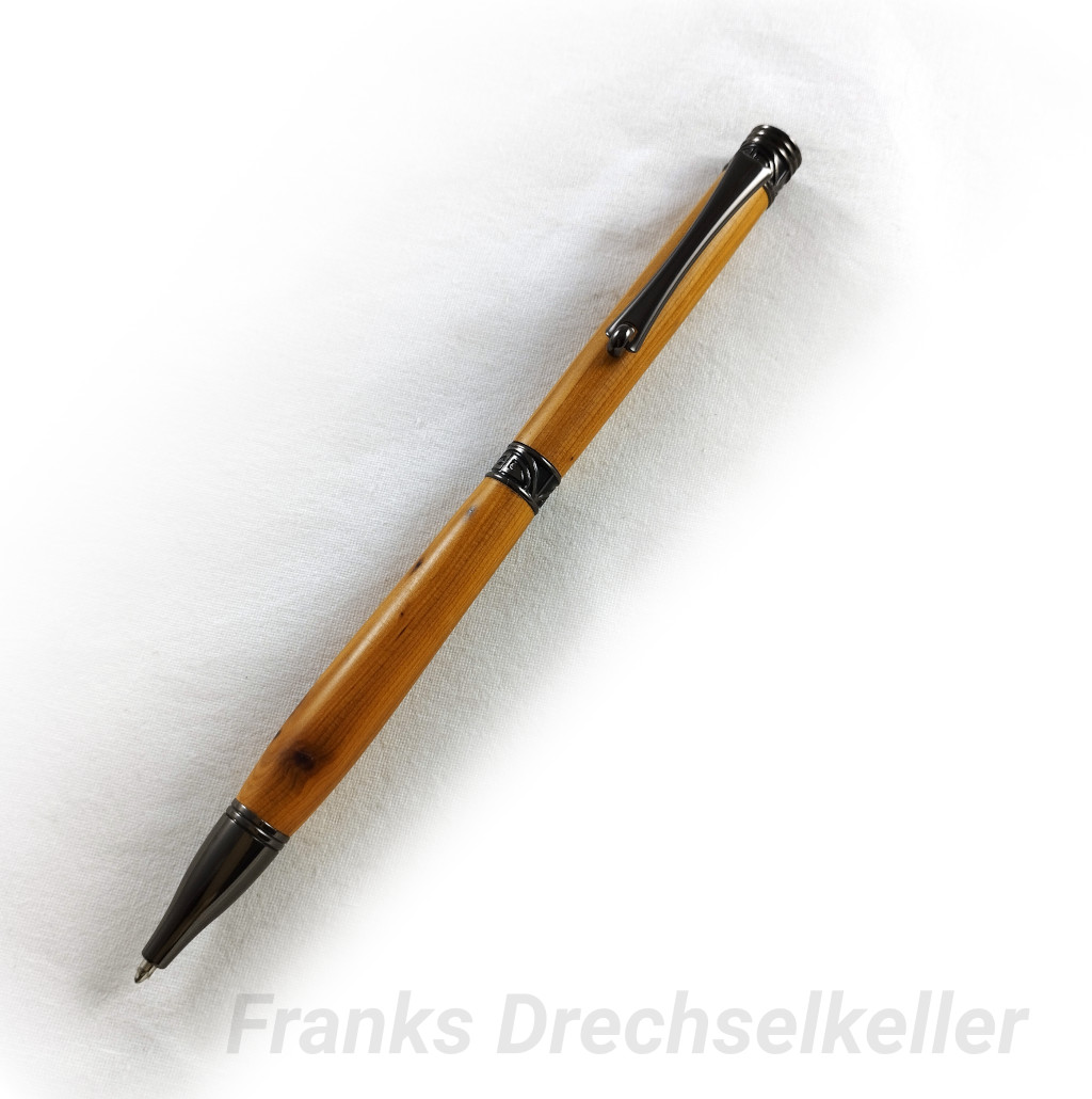 Drehkugelschreiber Modell "Cabot II", Farbe Gun Metal, Holz Eibe