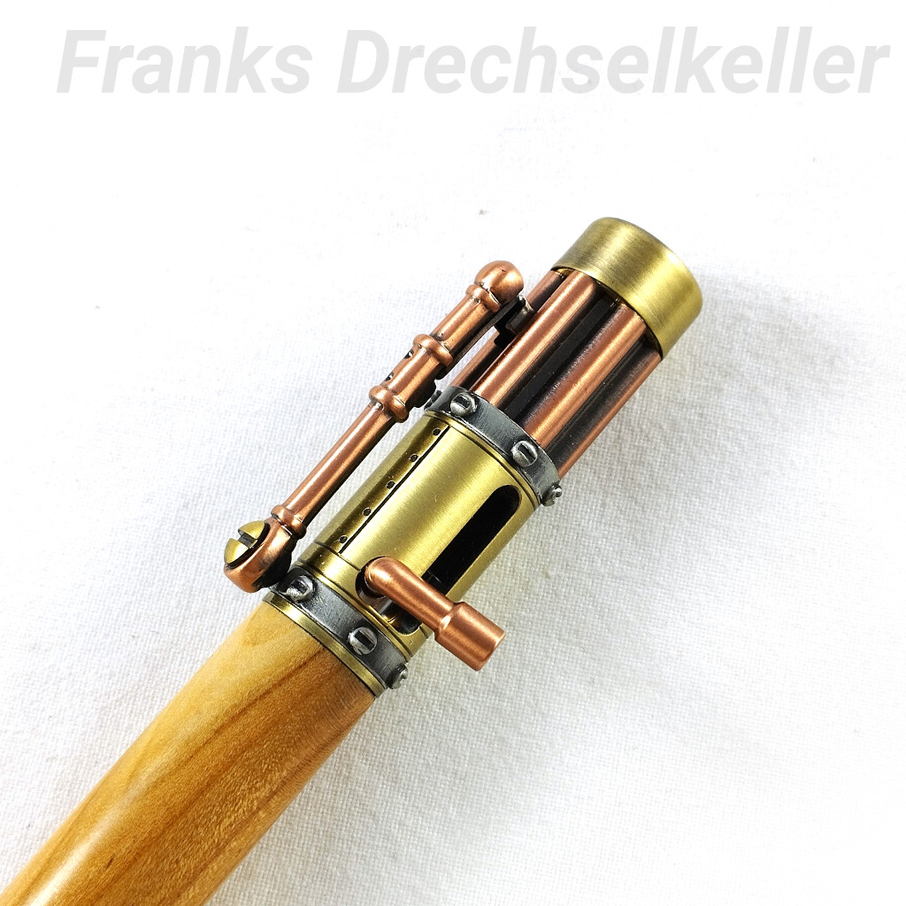 Kuli mit Repetiermechanik Modell "Uranus", Farbe Kupfer, Messing, Zinn, Holz Kirsche – Bild 2