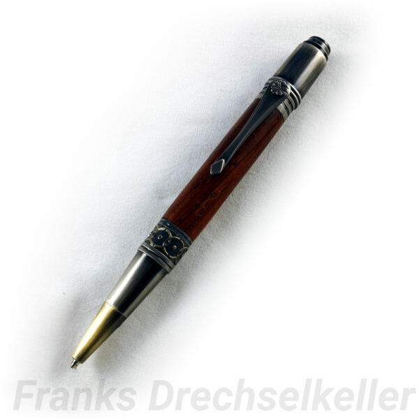 Drehkugelschreiber Modell "Aquila", Farbe Gun Metal/Kupfer, Holz Cocobolo