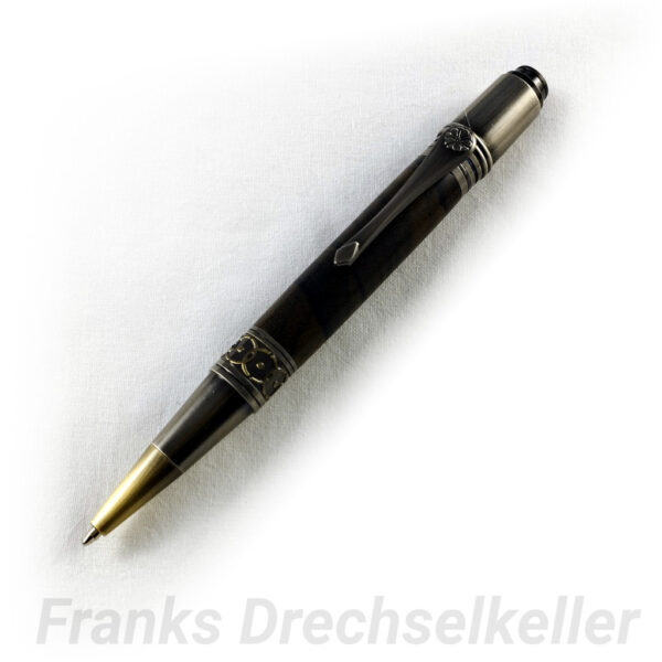 Drehkugelschreiber Modell "Aquila", Farbe Gun Metal/Kupfer, Holz Zirikote