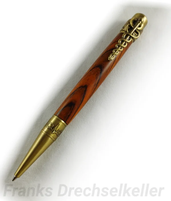 Drehkugelschreiber Modell "Medical", Farbe Antik Messing, Holz Cocobolo