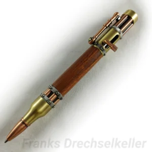 Kugelschreiber mit Bajonettverschluss Modell "Uranus", Farbe Kupfer, Messing, Zinn, Holz Bubinga