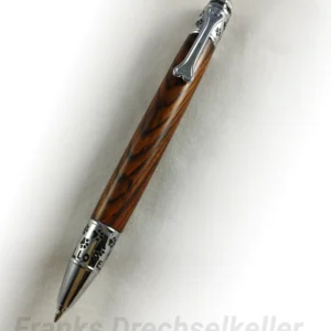 Druckkugelschreiber Modell "Hund", Farbe Chrom, Holz Cocobolo