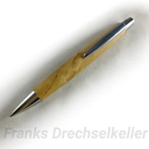 Druckkugelschreiber "Hamburg", Farbe Chrom, Holz Birke