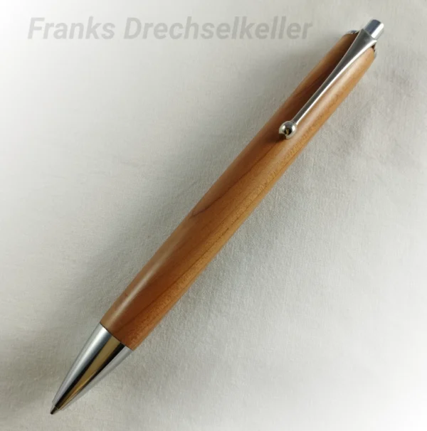 Druckkugelschreiber "Köln", Farbe Chrom, Holz Wacholder