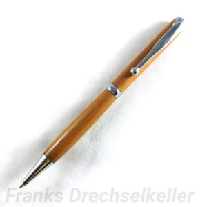 Drehkugelschreiber "Pluto", Farbe Chrom, Holz Pflaume