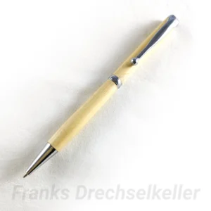 Drehkugelschreiber "Pluto", Farbe Chrom, Holz Birke
