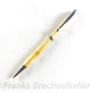 Drehkugelschreiber "Pluto", Farbe Chrom, Holz Birke