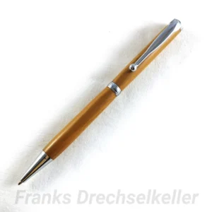 Drehkugelschreiber "Pluto", Farbe Chrom, Holz Pflaume