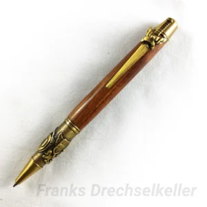 Drehkugelschreiber "Schwert", Farbe Antik Messing, Holz Bubinga