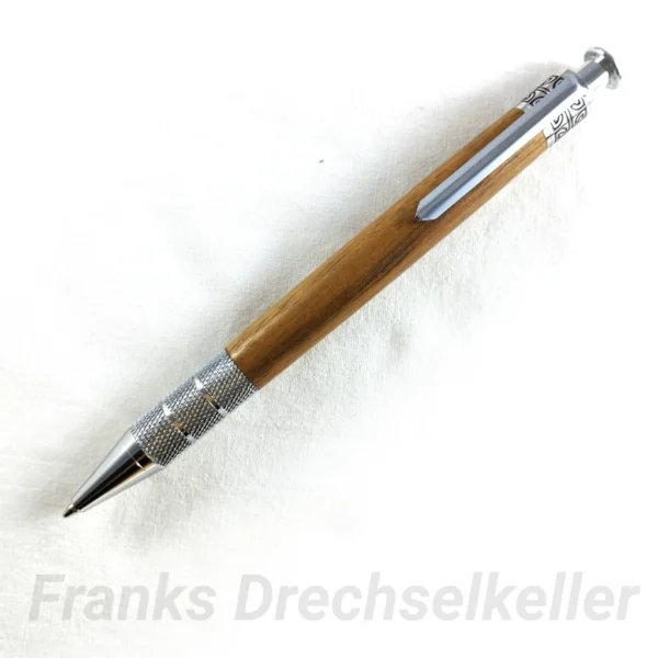 Druckkugelschreiber "Rosetta", Farbe Chrom, Holz Nussbaum