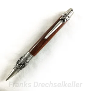 Drehkugelschreiber "Schwert", Farbe Antik Zinn, Holz Bangossi
