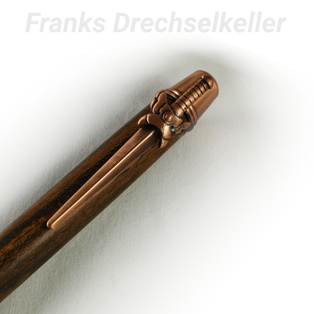 Drehkugelschreiber "Schwert", Farbe Antik Kupfer, Holz Bocote – Bild 2