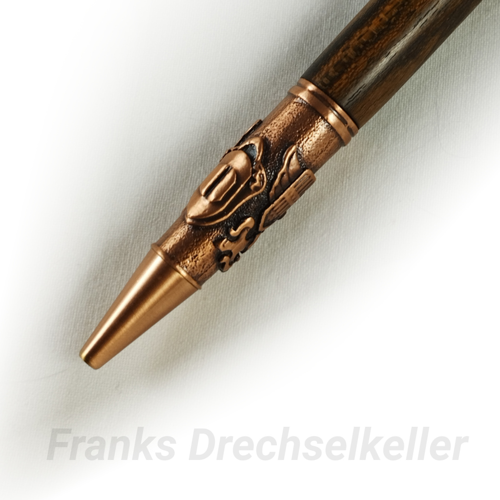 Drehkugelschreiber "Schwert", Farbe Antik Kupfer, Holz Bocote – Bild 3