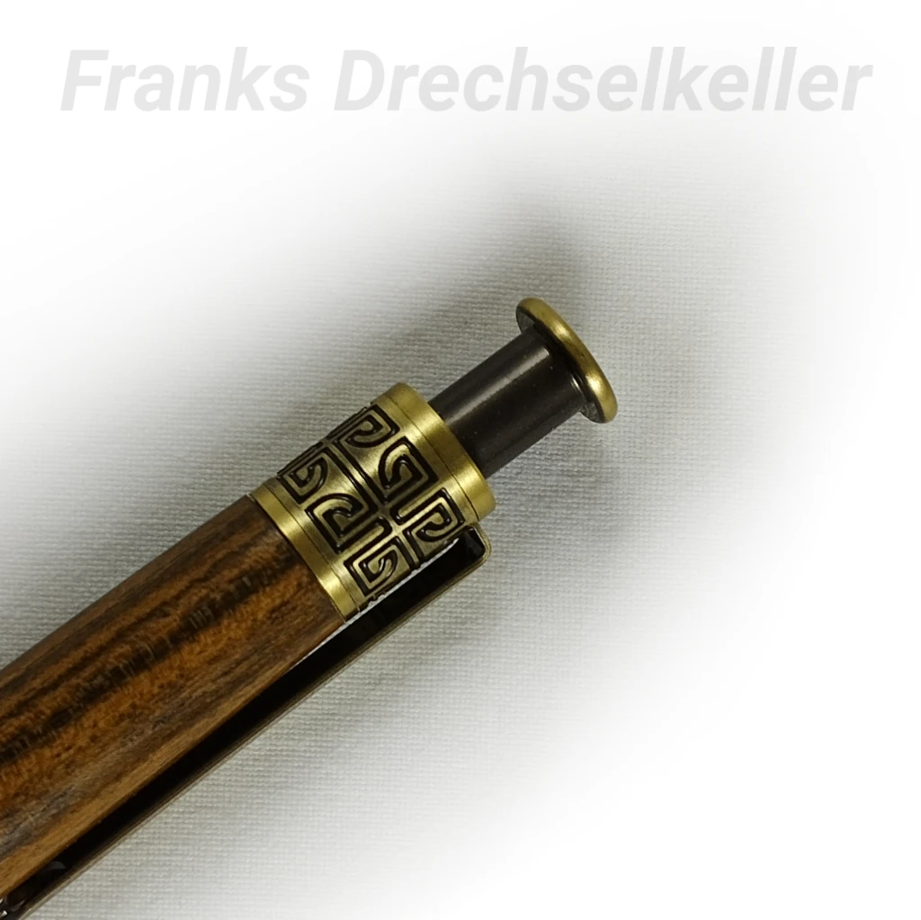 Druckkugelschreiber "Rosetta", Farbe Antik Messing, Holz Bocote – Bild 2