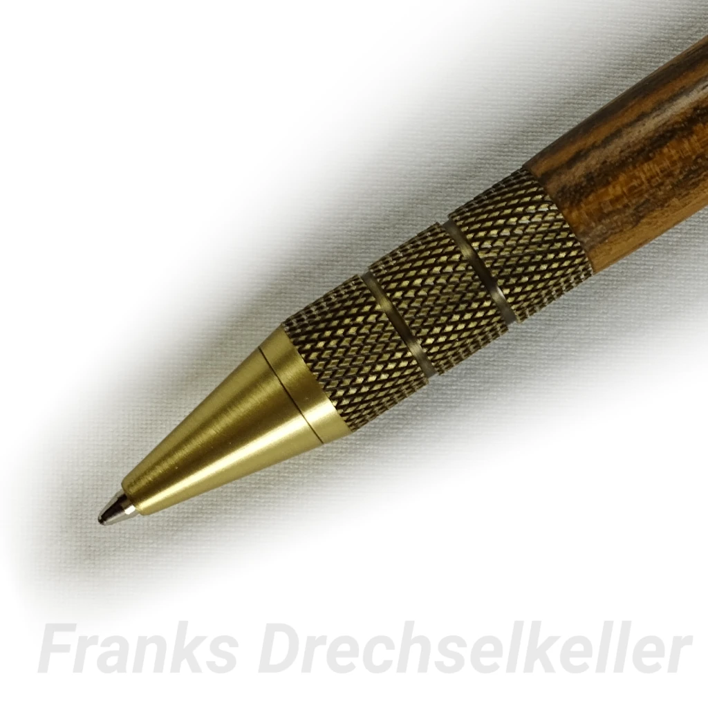 Druckkugelschreiber "Rosetta", Farbe Antik Messing, Holz Bocote – Bild 3