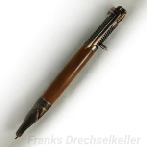 Kugelschreiber mit Bajonettverschluss "Biker", Farbe Bronze geölt, Holz Zwetschge