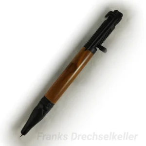 Kugelschreiber mit Bajonettverschluss "Biker", Farbe Schwarz, Holz Zwetschge