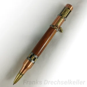 Kugelschreiber mit Bajonettverschluss "Uranus", Farbe Kupfer, Zinn, Messing, Holz Bubinga