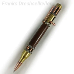 Kugelschreiber mit Bajonettverschluss "Uranus", Farbe Messing, Zinn, Kupfer, Holz Santos Palisander