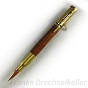 Kugelschreiber mit Bajonettverschluss "Hunter", Farbe Antik Messing, Holz Bubinga