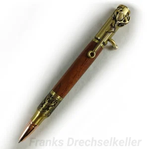 Kuli mit Repetiermechanik "Jäger", Farbe Antik Messing, Holz Bubinga