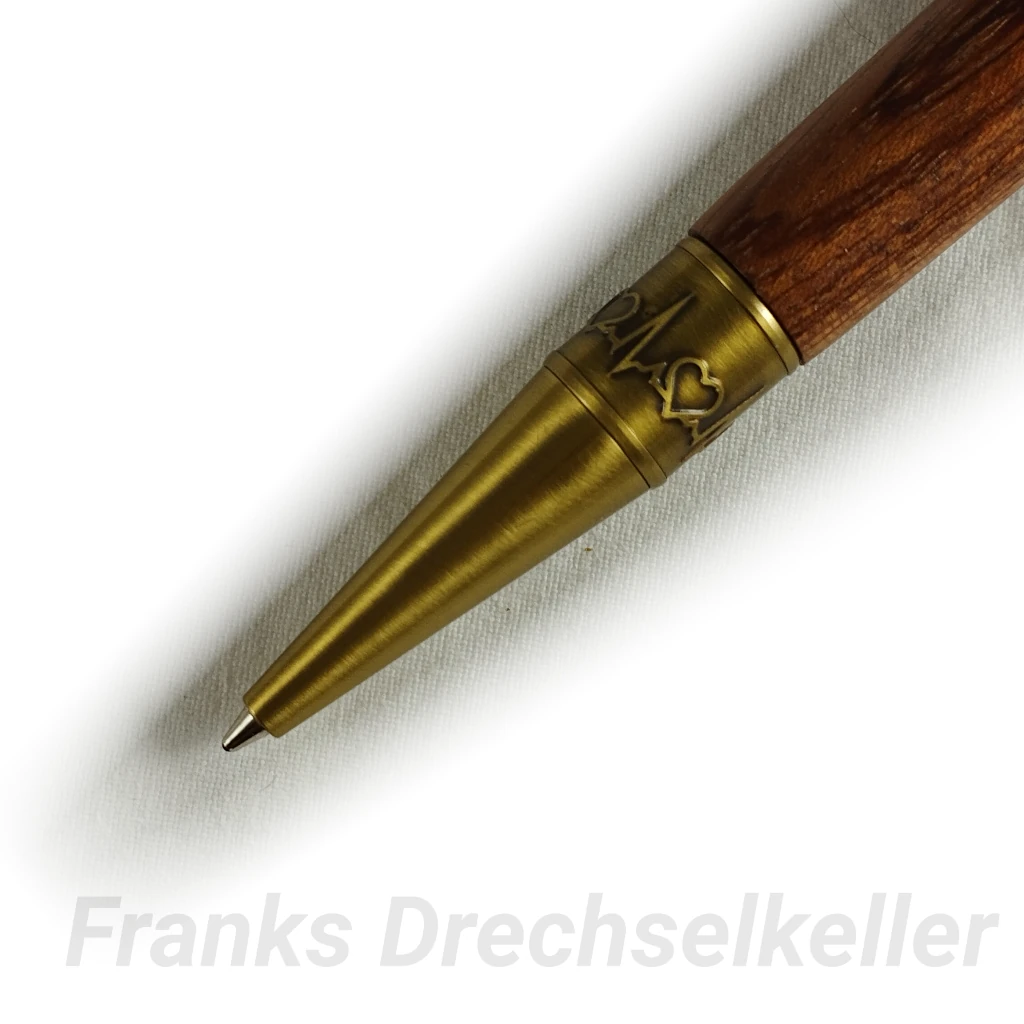 Drehkugelschreiber "Medical", Farbe Antik Messing, Holz Bubinga – Bild 4
