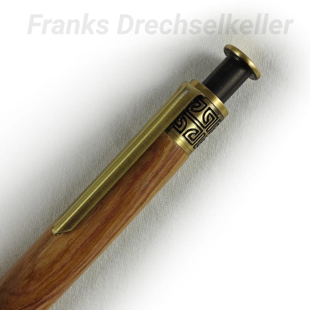Druckkugelschreiber "Rosetta", Farbe Antik Messing, Holz Flieder – Bild 3