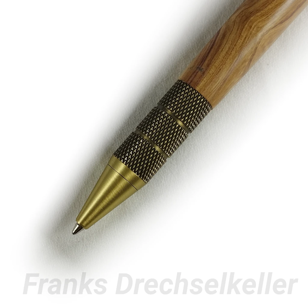 Druckkugelschreiber "Rosetta", Farbe Antik Messing, Holz Flieder – Bild 2