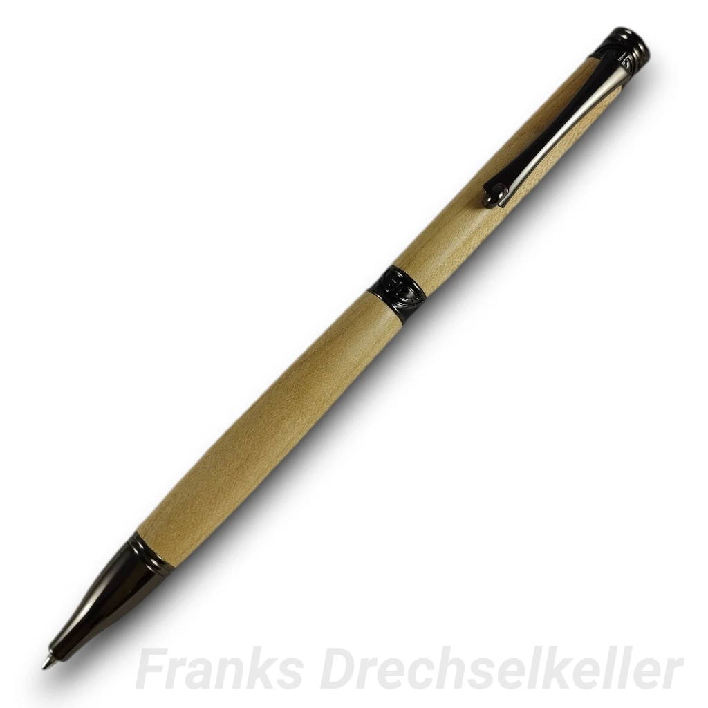 Drehkugelschreiber "Cabot II", Farbe Gun Metal, Holz Ahorn
