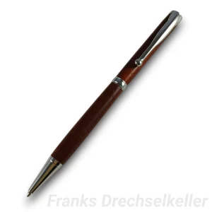 Drehkugelschreiber "Pluto", Farbe Chrom, Holz Padouk