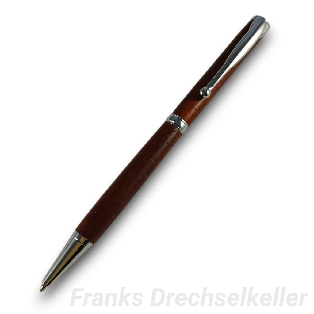 Drehkugelschreiber "Pluto", Farbe Chrom, Holz Padouk