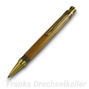 Drehkugelschreiber "Zeta", Farbe Antik Messing, Holz Kirsche