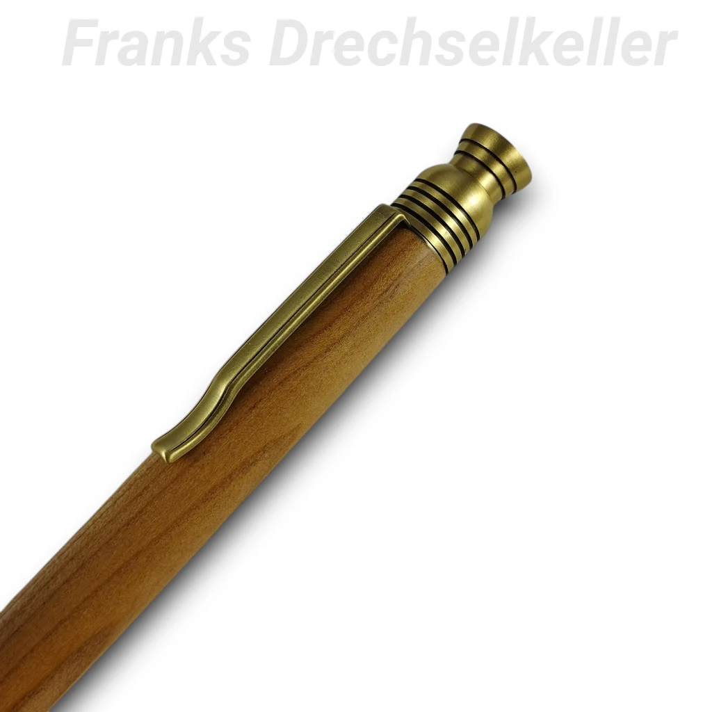 Drehkugelschreiber "Zeta", Farbe Antik Messing, Holz Kirsche – Bild 2