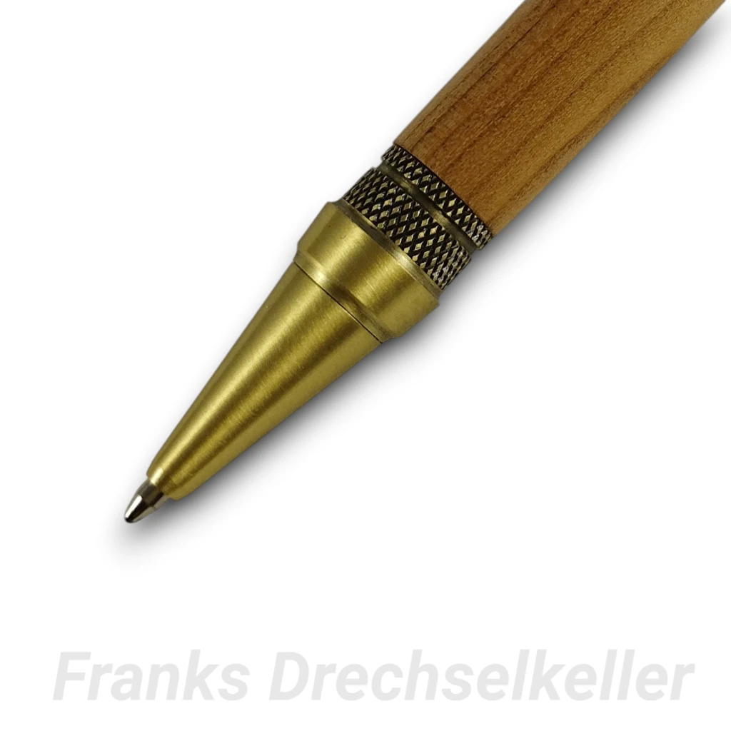 Drehkugelschreiber "Zeta", Farbe Antik Messing, Holz Kirsche – Bild 3