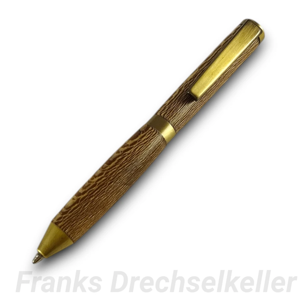 Drehkugelschreiber "Chiny", Farbe Antik Messing, Holz Ahorn geriegelt