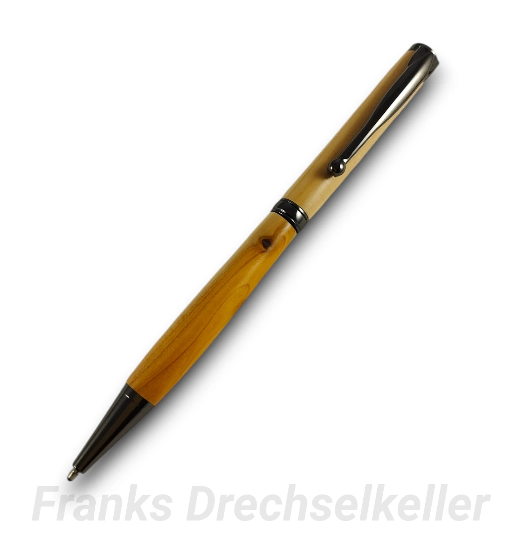 Drehkugelschreiber "Pluto", Farbe Gun Metal, Holz Eibe