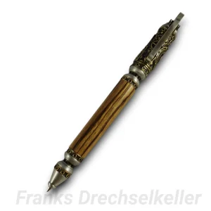 Kuli mit Repetiermechanik "Oberon", Farbe Zinn-Bronze, Holz Zebrano