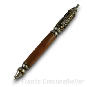 Kuli mit Repetiermechanik "Oberon", Farbe Zinn-Bronze, Holz Zwetschge