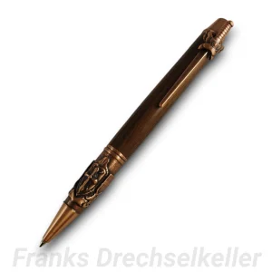 Drehkugelschreiber "Schwert", Farbe Antik Kupfer, Holz Santos Palisander