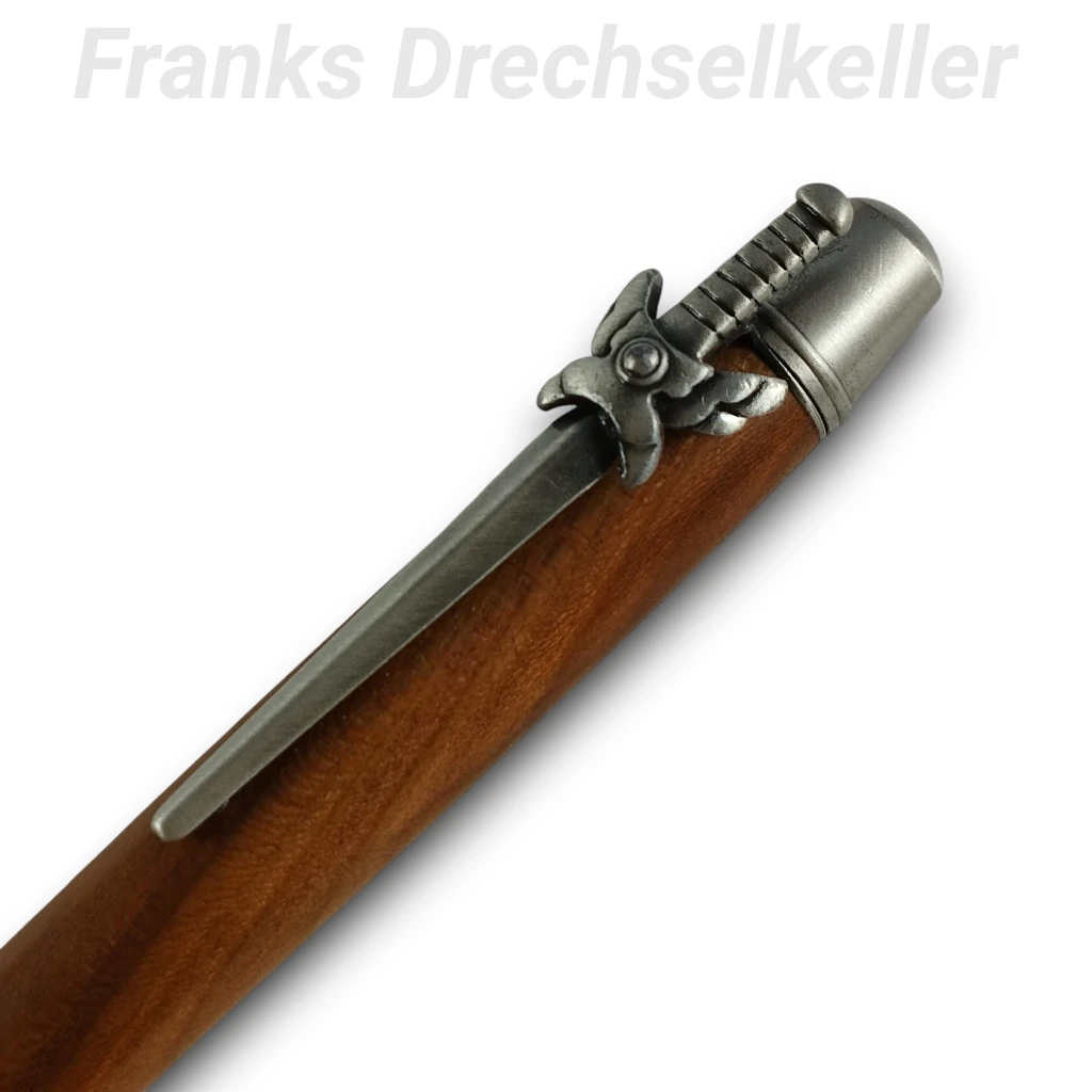 Drehkugelschreiber "Schwert", Farbe Antik Zinn, Holz Zwetschge – Bild 2