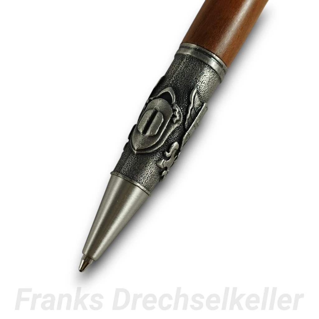 Drehkugelschreiber "Schwert", Farbe Antik Zinn, Holz Zwetschge – Bild 3