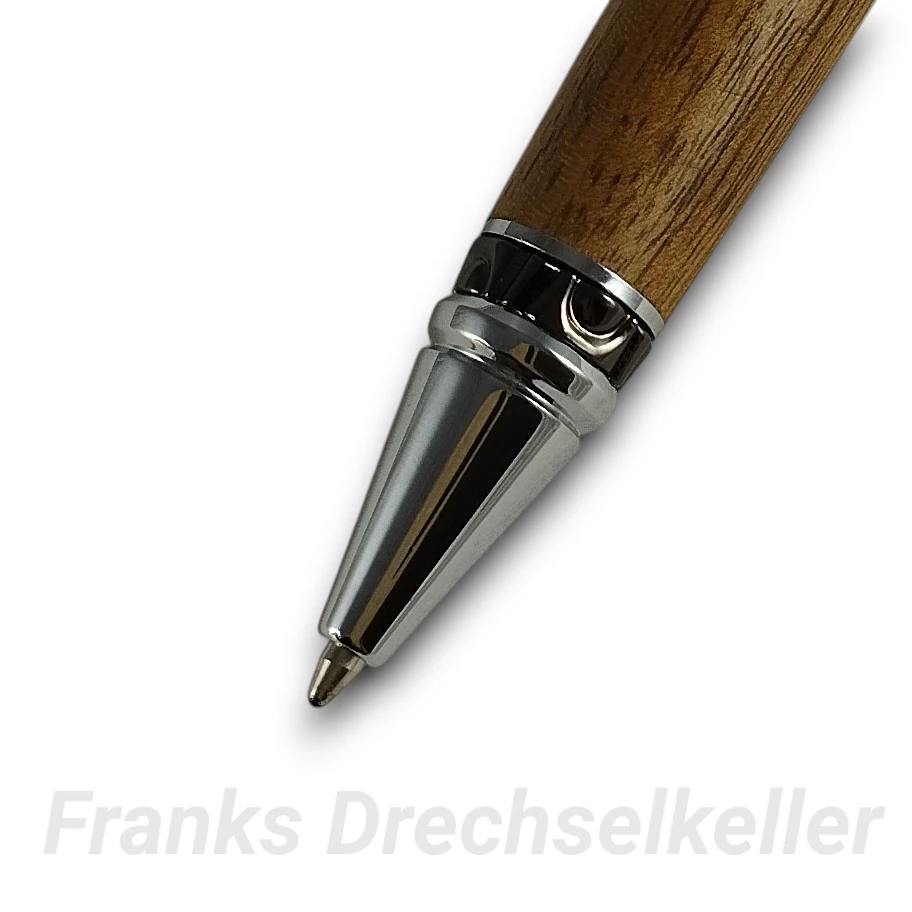 Drehkugelschreiber "Kallisto E", Farbe Chrom/Schwarz, Holz Nussbaum – Bild 3