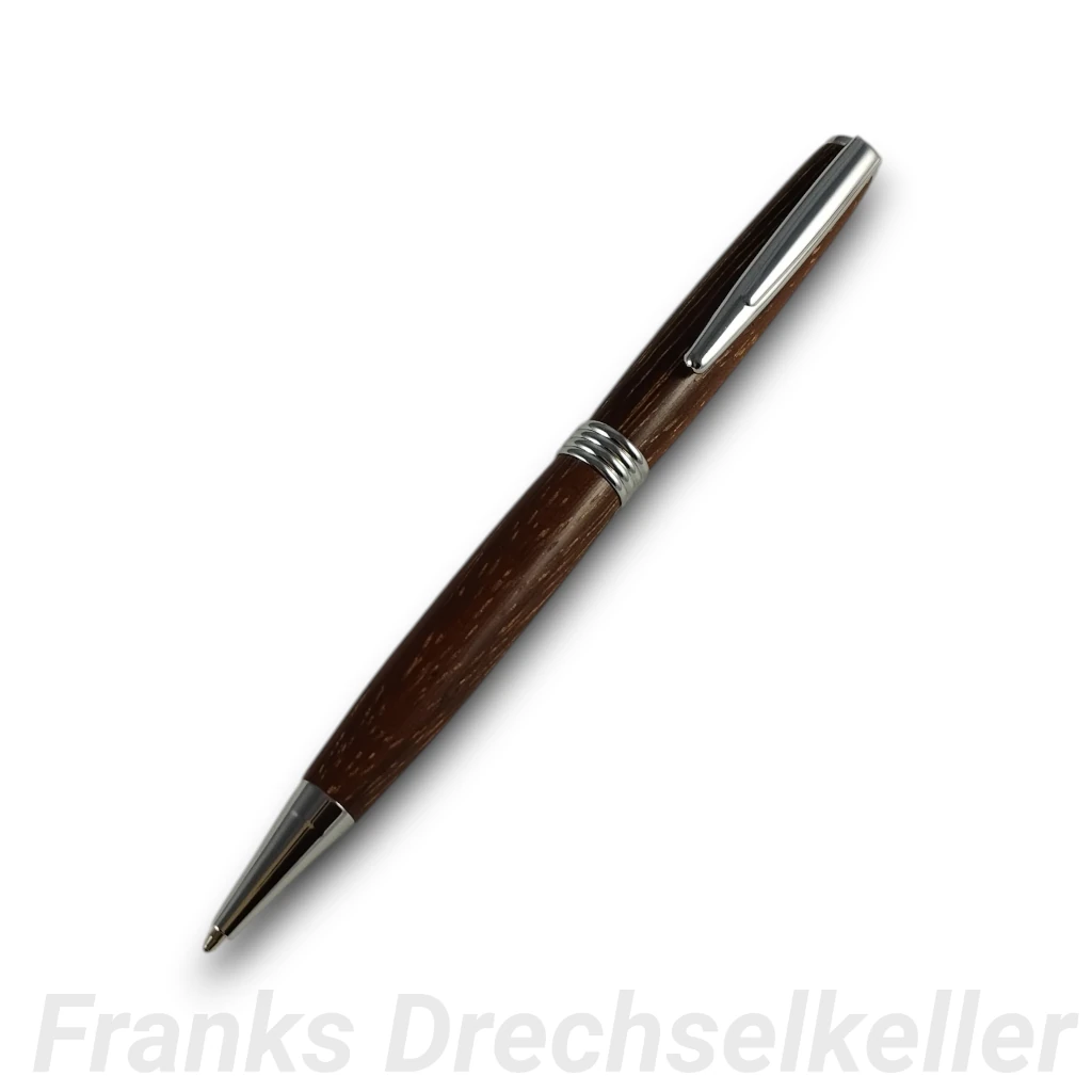 Drehkugelschreiber "Libra", Farbe Chrom, Holz Bangossi