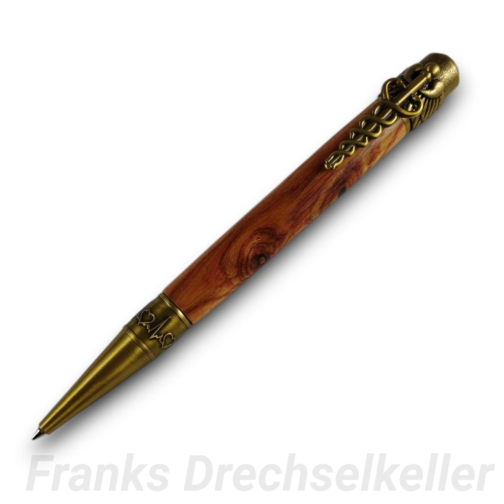 Drehkugelschreiber "Medical", Farbe Antik Messing, Holz Rosenholz