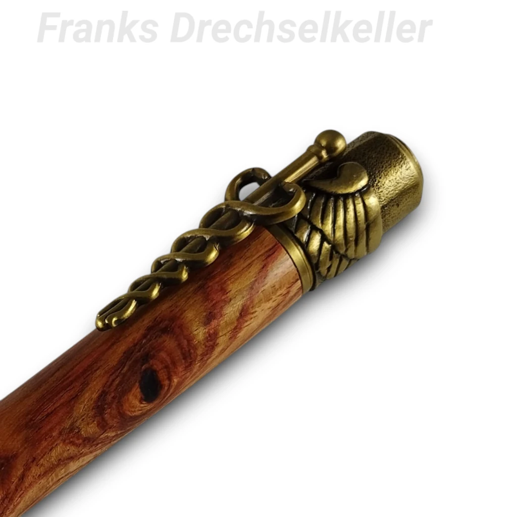 Drehkugelschreiber "Medical", Farbe Antik Messing, Holz Rosenholz – Bild 2