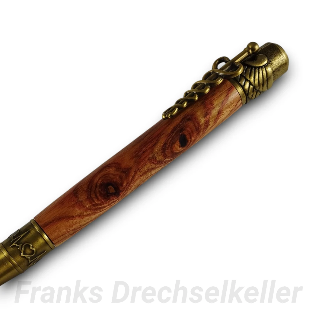 Drehkugelschreiber "Medical", Farbe Antik Messing, Holz Rosenholz – Bild 3
