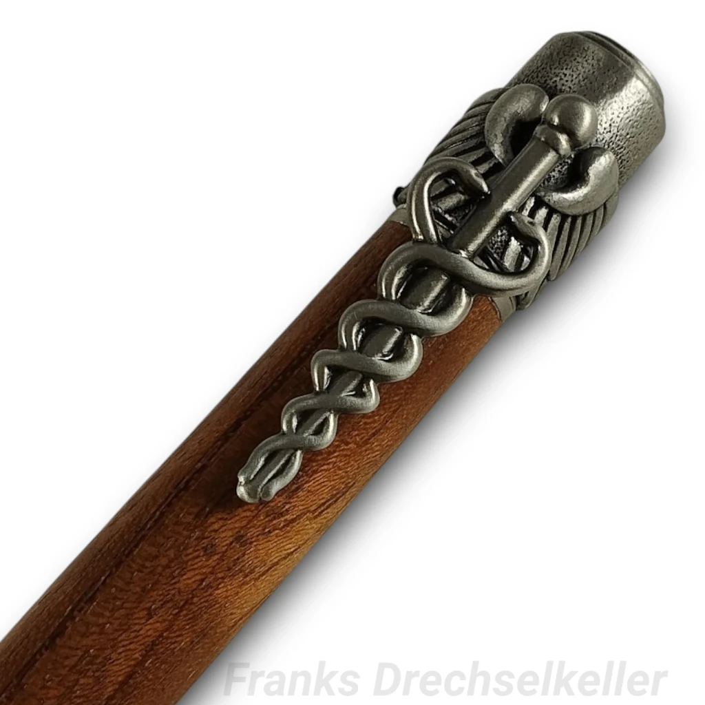 Drehkugelschreiber "Medical", Farbe Antik Zinn, Holz Bubinga – Bild 2